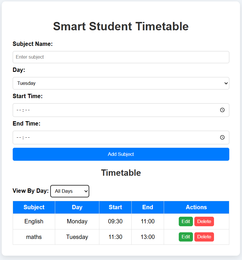 Student Timetable
